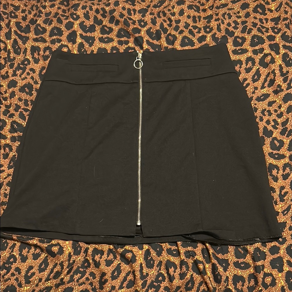 Black Zipper Front Skirt